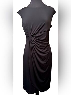 NWT White House Black Market size 10 Classic Black Ruched Sheath Dress